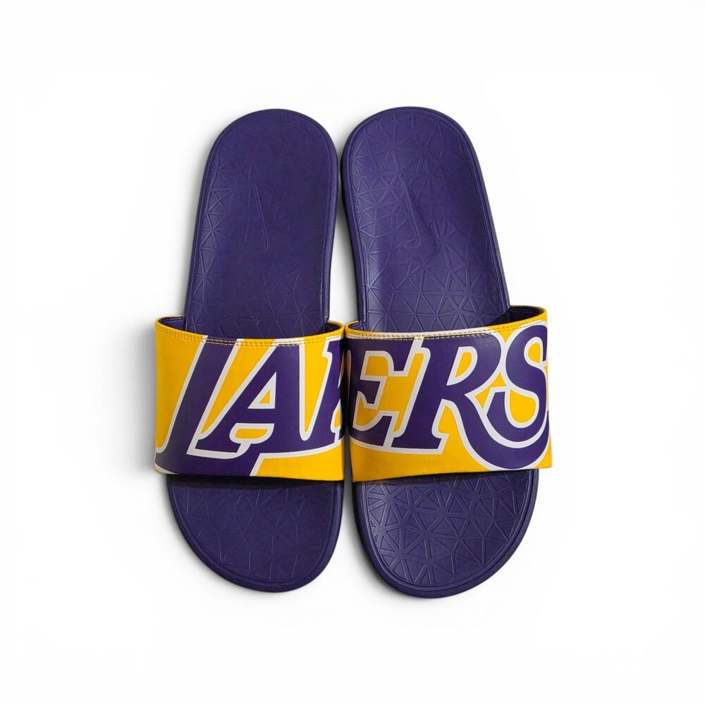 Nike X NBA Benassi Solarsoft Los Angeles Lakers Slides Sandals 917551 Mens US 12
